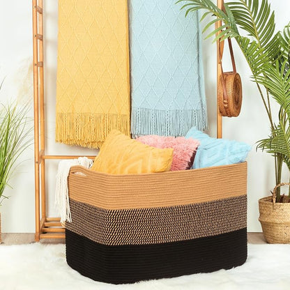 MINTWOOD Design 112L Extra Large Blanket Basket Holder Living Room, Pool Towels - Image 4