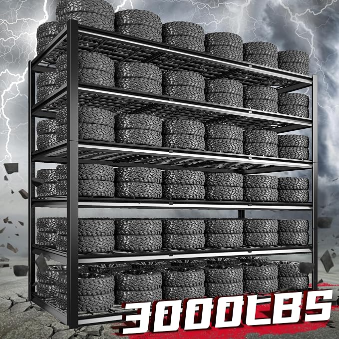 REIBII 60" W Garage Shelving, 3000LBS Metal Shelving Units, 6 Tier Storage - Image 3