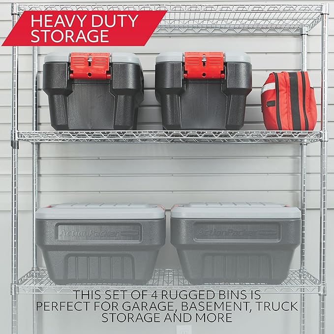 Rubbermaid® ActionPacker® 8 Gal Lockable Storage Box Pack of 4, Industrial - Image 3