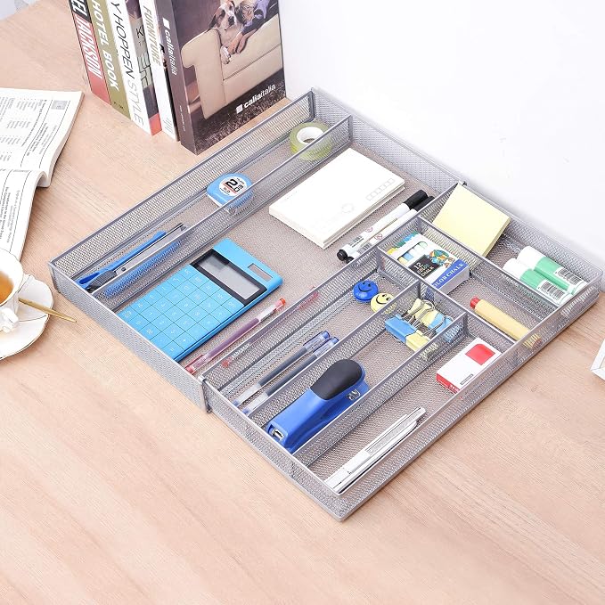 WuGeShop Expandable Office Drawer Organizer, 6 to 7 Compartments Adjustable - Image 3