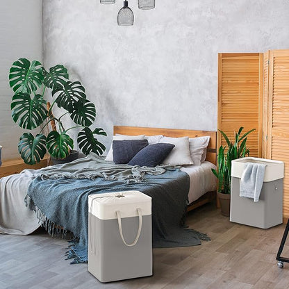 Simple Houseware 75L Collapsible Laundry Hamper, Rectangle Cotton Basket - Image 7