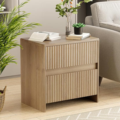 Fluted Nightstand, Oak Modern Night Stand - Image 6