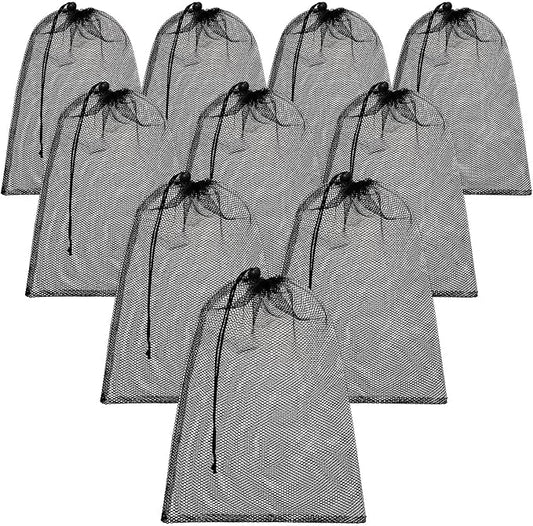 TecUnite 10 Pcs Mesh Bags Drawstring Laundry Bags Large Nylon Mesh Gift by TecUnite