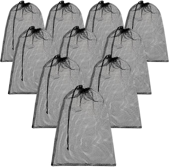 TecUnite 10 Pcs Mesh Bags Drawstring Laundry Bags Large Nylon Mesh Gift by TecUnite