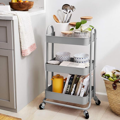 Amazon Basics 3-Tier Rolling Utility or Kitchen Cart, Lockable Wheels - Image 6