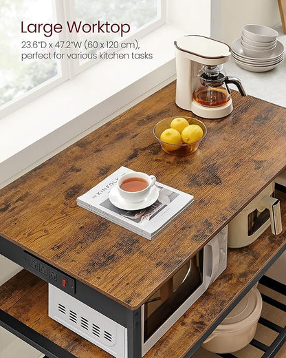 VASAGLE Kitchen Island with 3 Shelves, 47.2 Inches Width Kitchen Shelf with - Image 6