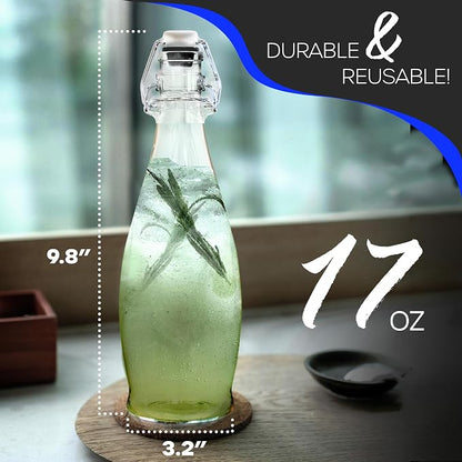 Nevlers 17 Oz Teardrop Flip Top Glass Bottle 12 Pack | Swing Top Glass Bottles - Image 3