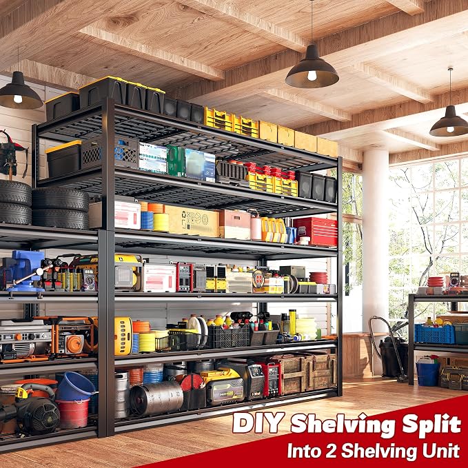 REIBII 60" W Garage Shelving, 3000LBS Storage Shelves, 6 Tier Heavy Duty - Image 6