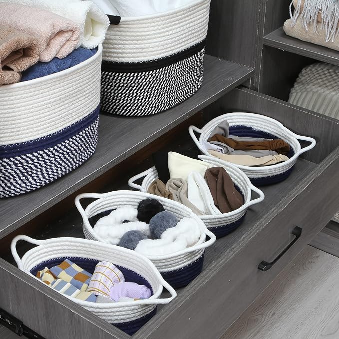 Sea Team 2-Pack Cotton Rope Baskets, 10 x 3 Inches Small Woven Storage Basket - Image 3