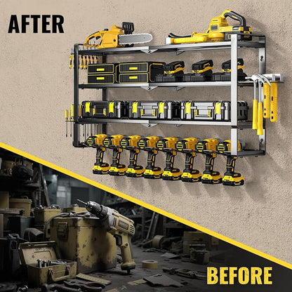 Large Power Tool Organizer Wall Mount, Heavy Duty Metal Tool Storage Rack Loads - Image 5