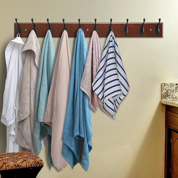 Dseap Coat Rack Wall Mounted: 10-Hooks, 38-1/4" Long, Wood Coat Hooks Wall - Image 5