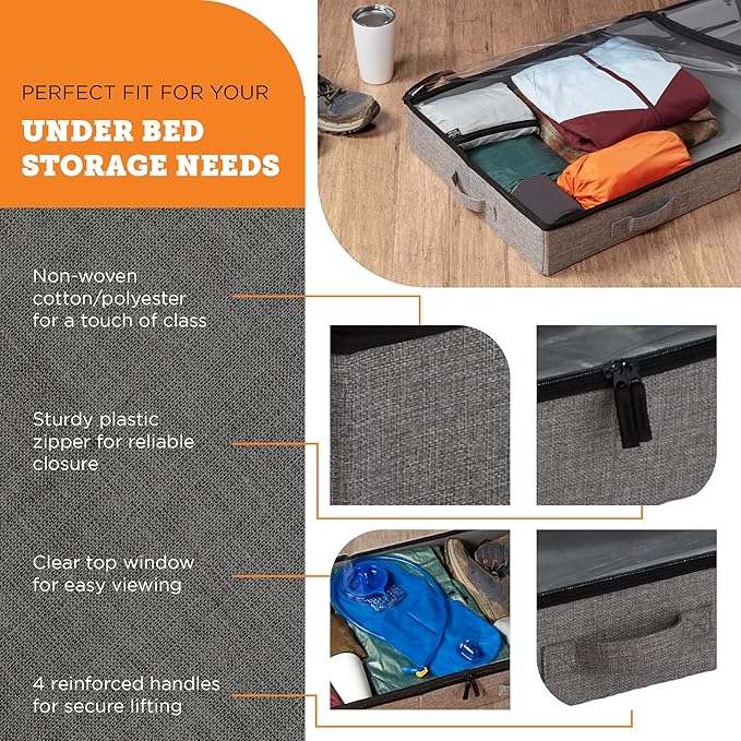 storageLAB Under Bed Storage Containers, Low Profile Underbed Organizers - Image 5