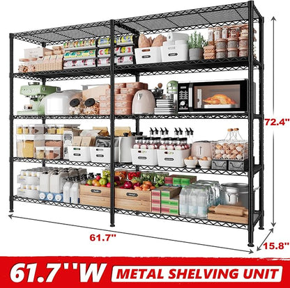 REIBII 5-Tier Heavy Duty Metal Wire Shelves, Industrial Style, 61.7"W x 72.4"H - Image 2