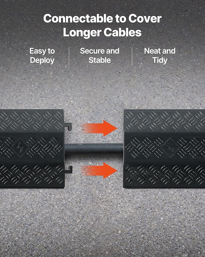 VEVOR 1 Pack Drop Over Cable Cover, 2 Channel Heavy Duty Cable Hose Protector - Image 6