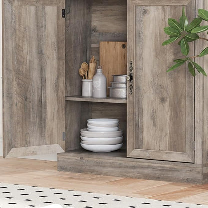 71.4" Tall Bookshelf with Cabinet, 5-Tier Floor Standing Bookcase with Doors & - Image 6