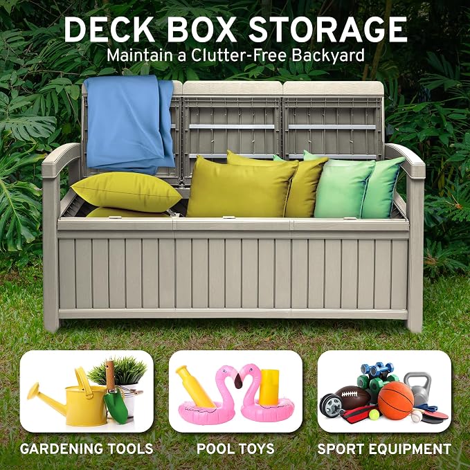 EconoHome 3 Seat Outdoor Storage Bench - Image 3