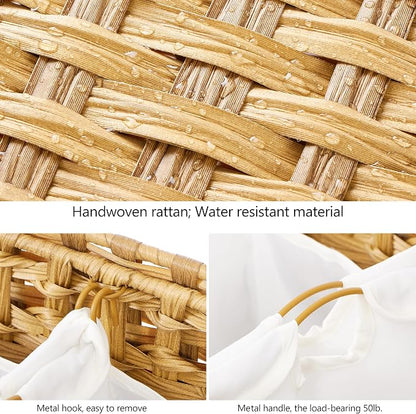 Laundry Hamper with 4 Removable Liner Bags; 176L Handwoven Rattan Laundry - Image 6