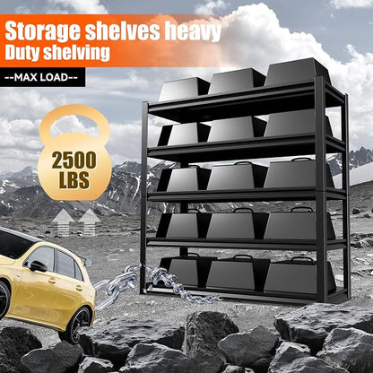 32" W Storage Shelves 2500LBS Garage Shelving Heavy Duty 5 Tier Adjustable - Image 4