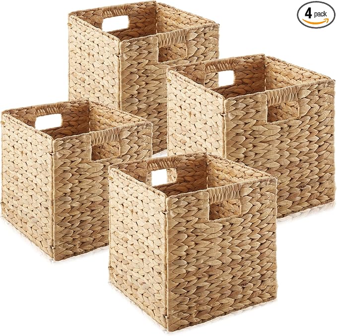 Casafield 13" x 13" Water Hyacinth Storage Baskets, Natural by Casafield