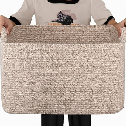 65L Large Storage Basket, Cotton Rope Woven Blanket Basket, Toy Storage by SIXDOVE