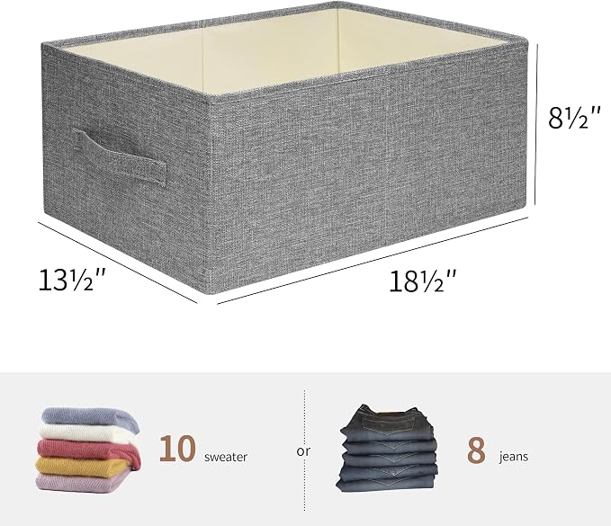 Linen Folding Storage Bins, 3 Pack Large Storage Baskets, Clothing Storage Bins - Image 2