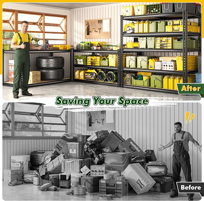 72.2" H Garage Shelves 2230LBS Storage Shelves, 5 Tier Adjustable Metal Shelving - Image 6