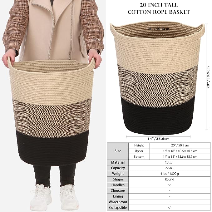 Sea Team Large Size Cotton Rope Woven Storage Basket - Image 6