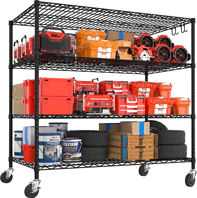 PrimeZone 55.5" W x 24" D x 80" H Heavy Duty Wire Storage Shelves by PrimeZone