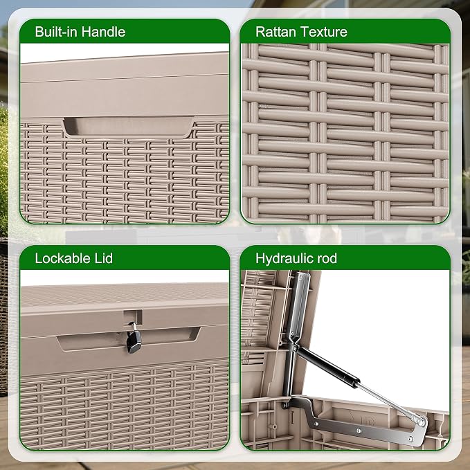 120 Gallon Outdoor Deck Box, Storage Lockable Waterproof Patio Furniture - Image 4