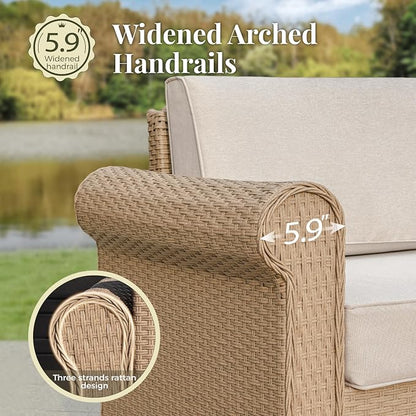 Patio Furniture Set, 5 Piece Outdoor Rattan Wicker Sectional Sofa Couch - Image 7