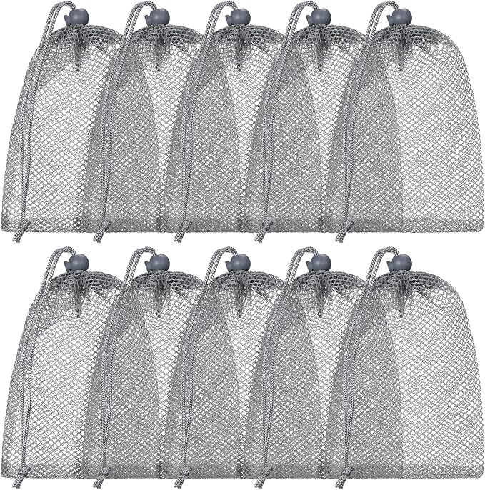 TecUnite 10 Pcs Mesh Bags Drawstring Laundry Bags Large Nylon Mesh Gift by TecUnite