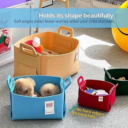 Collapsible Felt BROWN Storage Bin Large 14.6"x9.4"x9.4" – Foldable Basket - Image 5