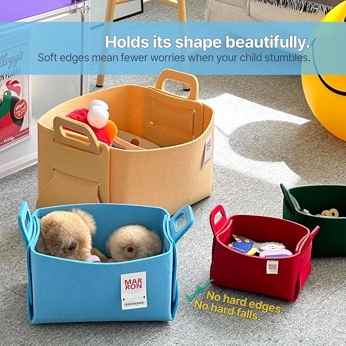 Collapsible Felt APRICOT Storage Bin Medium 11"x7.1"x7.1" – Foldable Basket - Image 5
