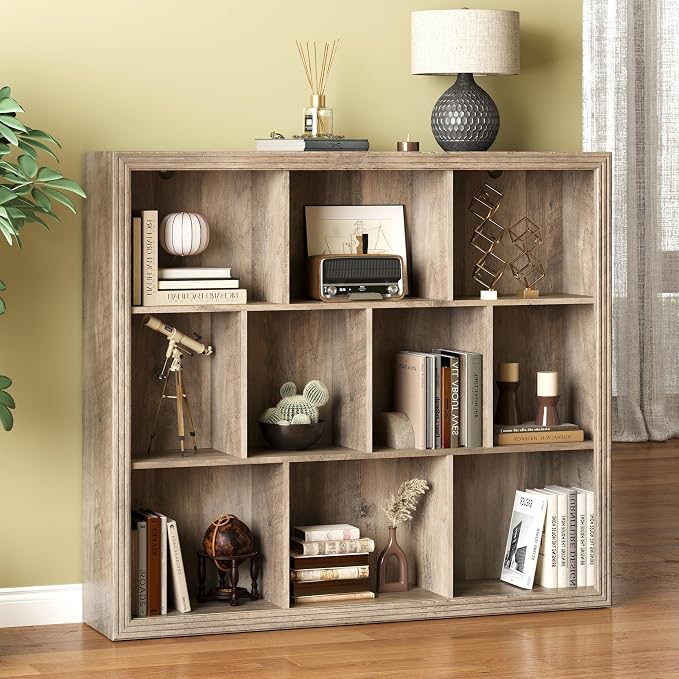 Book Shelf with 10-Cube, 43” Wide Bookshelf with Anti-Tip Device, 38” Tall Open by BORNOON