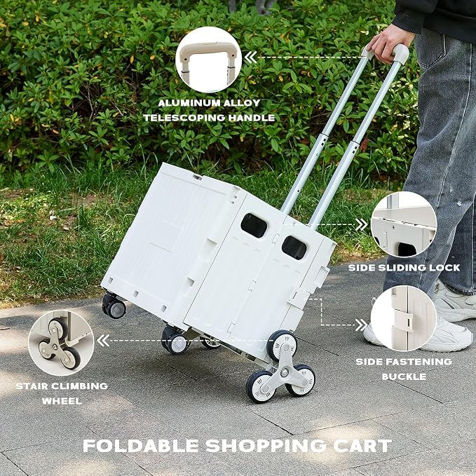 Utility Cart Foldable Shopping Cart Book Storage Cart, - Image 7