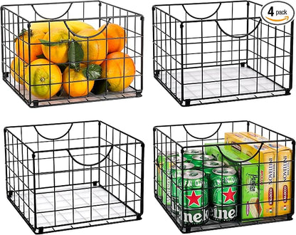 Metal Wire Basket Foldable Set of 4, Metal Bins by DINGTAI