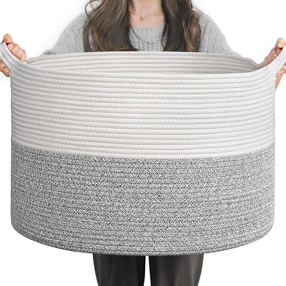 INDRESSME Large Blanket Basket, Laundry Toy Storage Baskets, Decorative Woven by INDRESSME