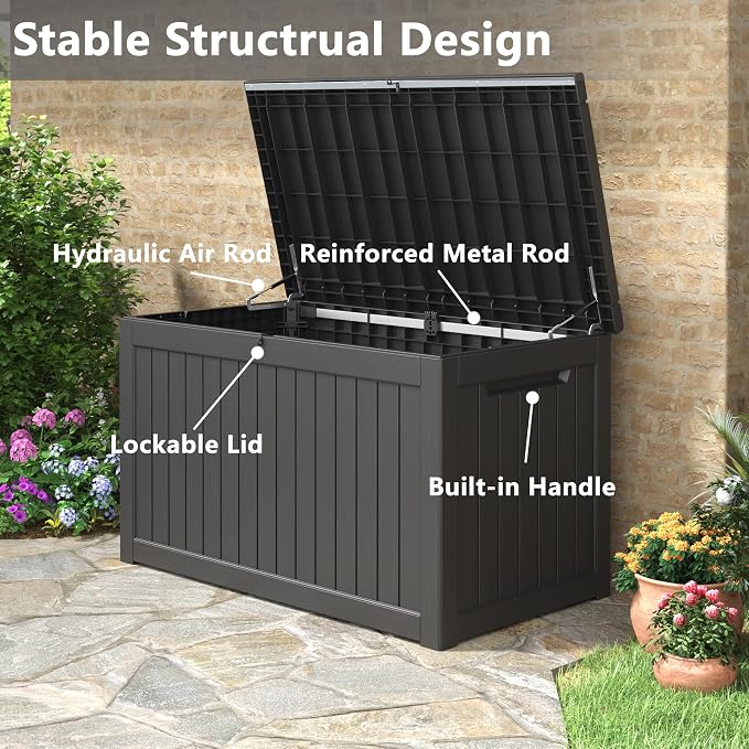 180 Gallon Outdoor Storage Box, Deck Box Resin Waterproof and UV Resistant - Image 5