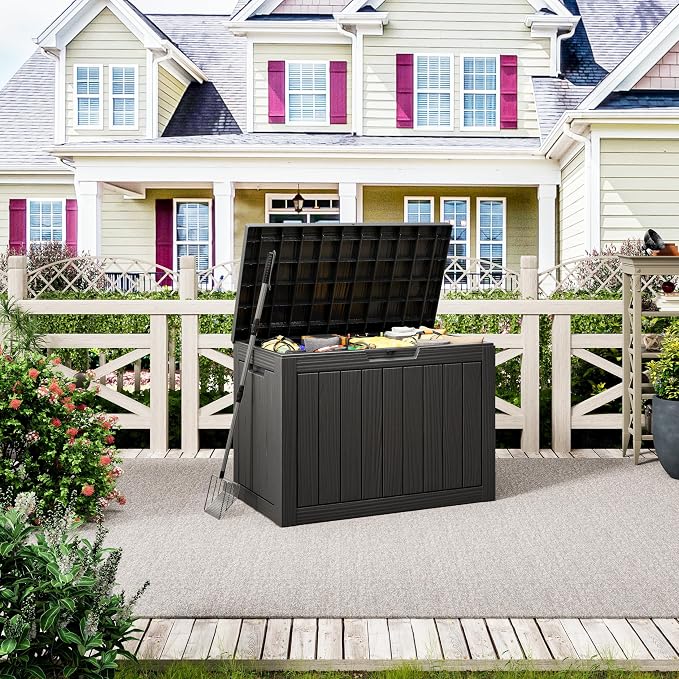 45 Gallon Outdoor Storage Deck Box Waterproof, Garden Tool, Backyard Cushion - Image 8
