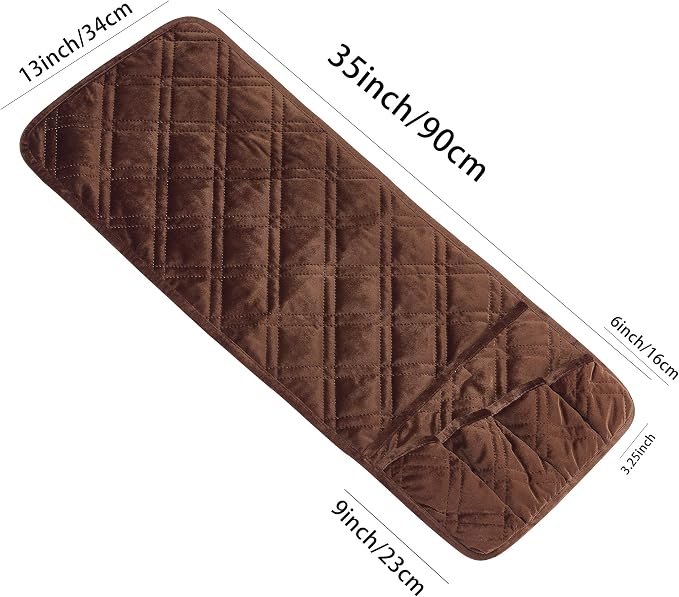 Brilliant Sunshine Chocolate Velvet Couch Armrest 5 Pockets Organizer, Slip - Image 5
