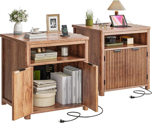 Fluted Nightstands Set of 2 by ElevateYourHome%EF%BC%8CEnhanceEver