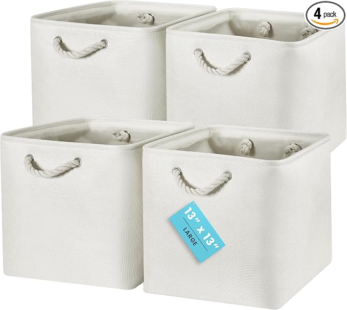 OrganiHaus 13x13 Cube Storage Bins 4 Pack, Foldable Cube Storage Organizer w/ by OrganiHaus