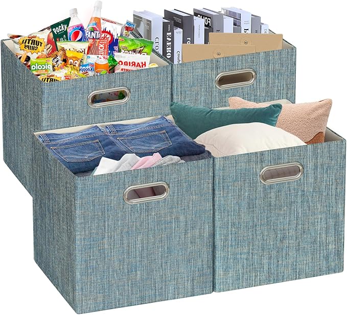 Posprica Storage Basket Bins, 13×13×13 Foldable Storage Boxes Fabric Drawer by Posprica