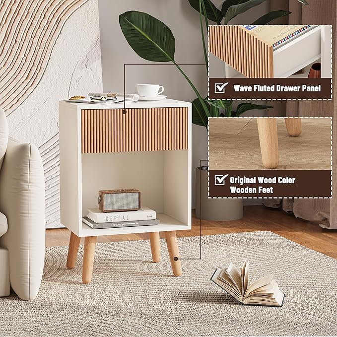 Fluted Nightstand, Modern Bedside Table - Image 4