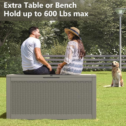 NUNU LAB 102 Gallon Large Waterproof Resin Deck Box, Lockable Outdoor Storage - Image 4