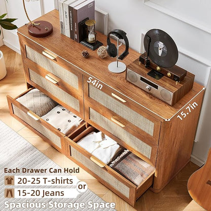 LEYAOYAO Rattan 6 Drawer Dresser - Image 5