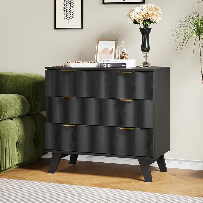3 Drawer Dresser, Fluted Chest of Drawers by EnjoyaWarmandCozyLife