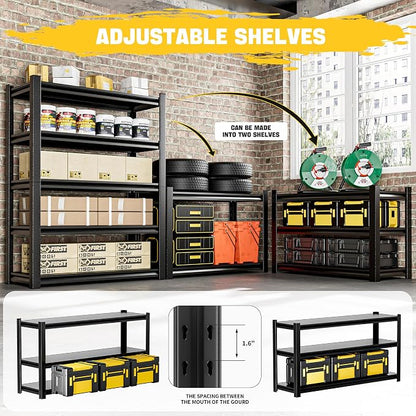 2 Set Garage Shelving Unit 72" H3000bls Heavy Duty Storage Shelves Easy - Image 4