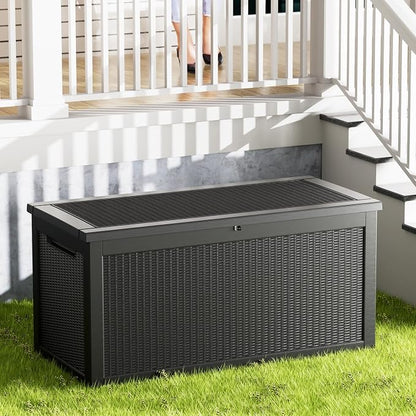 320 Gallon Outdoor Storage Box Waterproof Lockable Resin Deck Box Large - Image 8