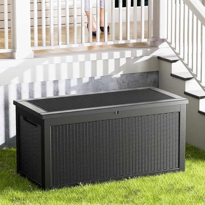 320 Gallon Resin Deck Box, Waterproof Outdoor Storage Bin - Image 8